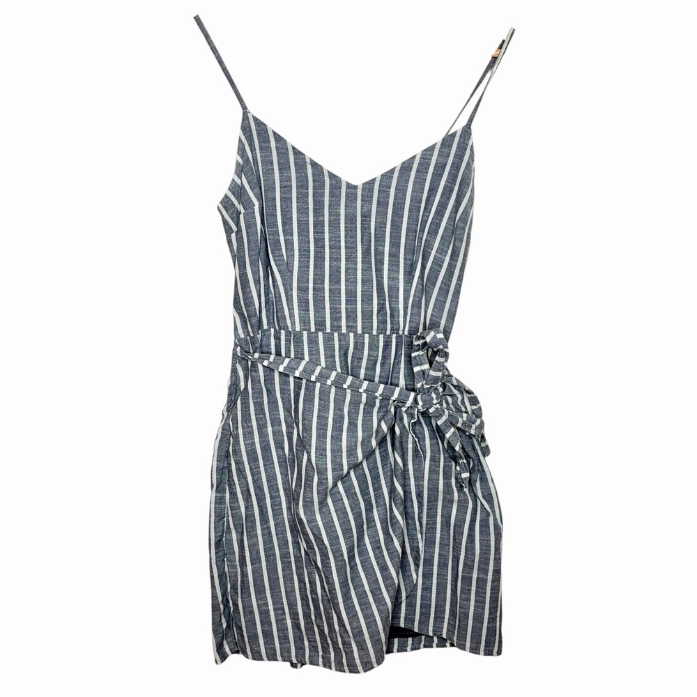 Abercrombie & Fitch Striped Mini Wrap Dress Gray Womens Small Nautical Preppy